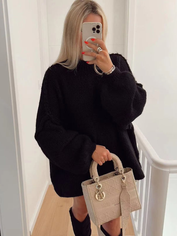 Cozy Chic Knitted Sweater Loose Fit Soft Pullover for Fall & Winter