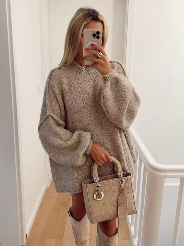 Cozy Chic Knitted Sweater Loose Fit Soft Pullover for Fall & Winter