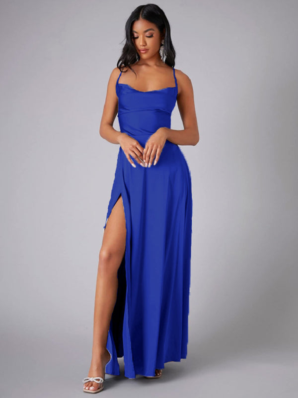 stylish Backless Slim Fit Maxi Dress – Elegant Waist-Hugging Long Dress for Women