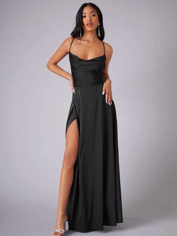 stylish Backless Slim Fit Maxi Dress – Elegant Waist-Hugging Long Dress for Women