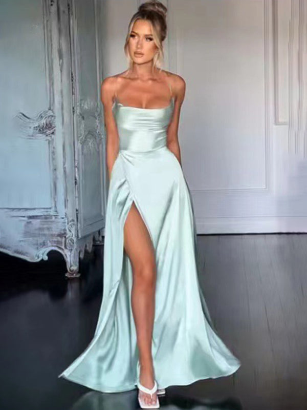 stylish Backless Slim Fit Maxi Dress – Elegant Waist-Hugging Long Dress for Women