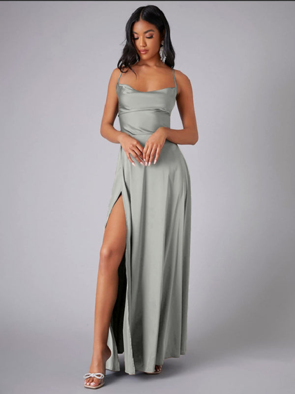 stylish Backless Slim Fit Maxi Dress – Elegant Waist-Hugging Long Dress for Women