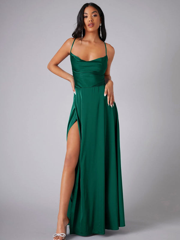 stylish Backless Slim Fit Maxi Dress – Elegant Waist-Hugging Long Dress for Women