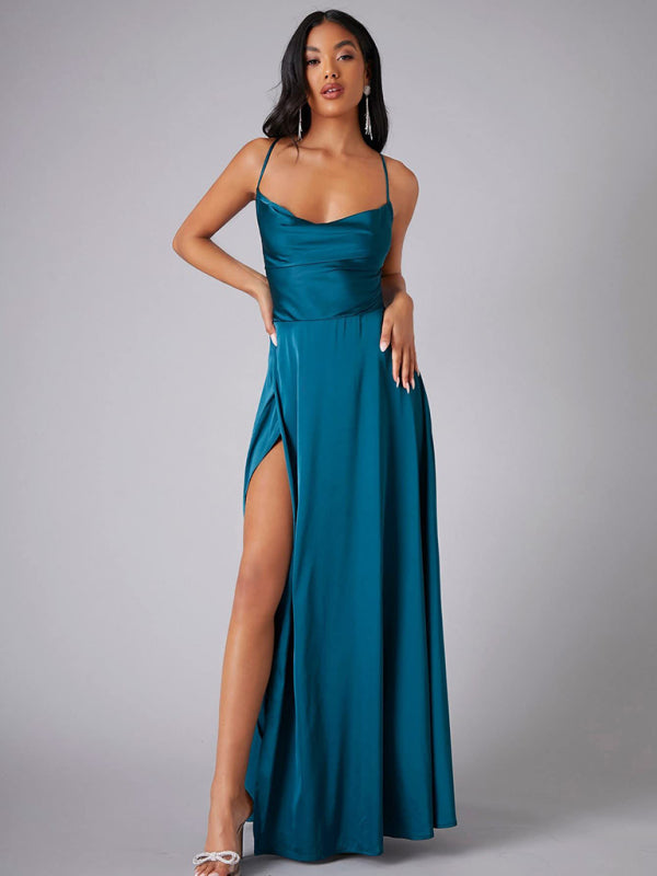 stylish Backless Slim Fit Maxi Dress – Elegant Waist-Hugging Long Dress for Women