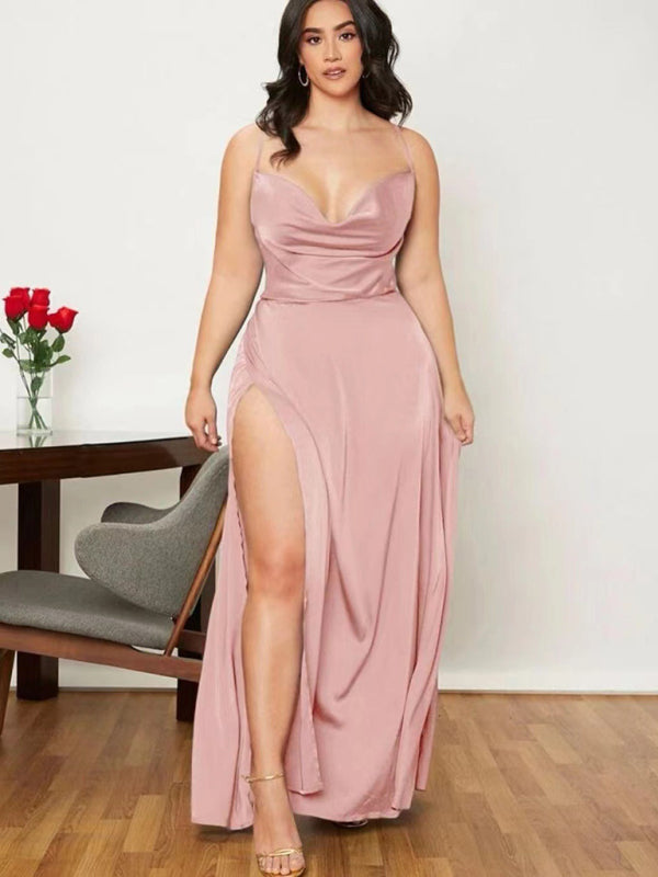 stylish Backless Slim Fit Maxi Dress – Elegant Waist-Hugging Long Dress for Women