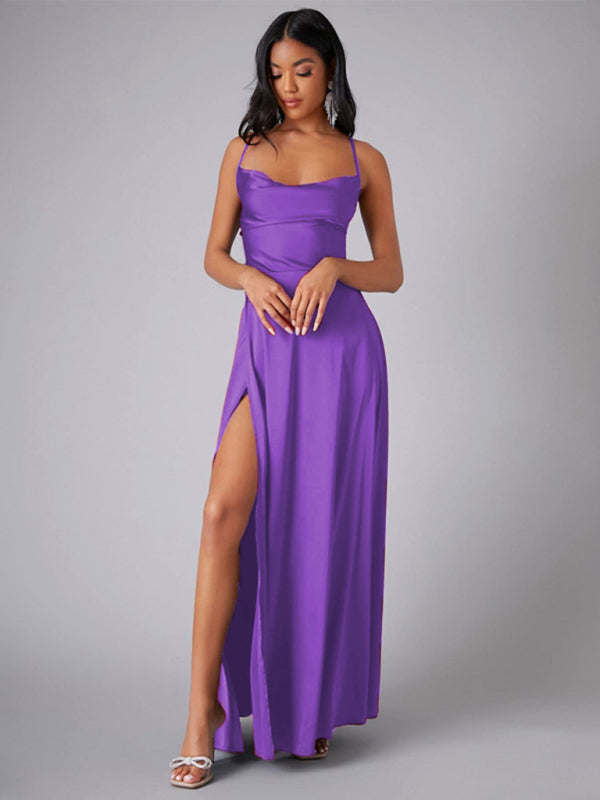 stylish Backless Slim Fit Maxi Dress – Elegant Waist-Hugging Long Dress for Women