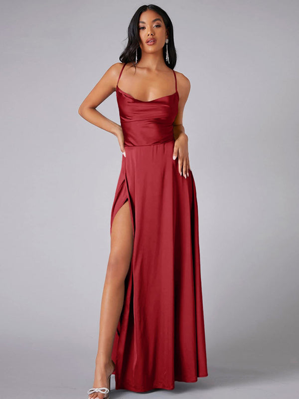 stylish Backless Slim Fit Maxi Dress – Elegant Waist-Hugging Long Dress for Women