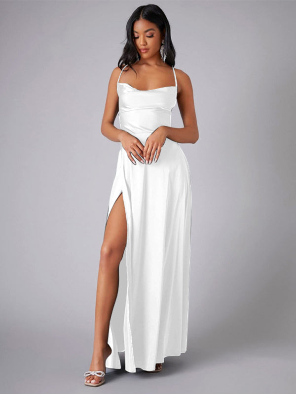 stylish Backless Slim Fit Maxi Dress – Elegant Waist-Hugging Long Dress for Women
