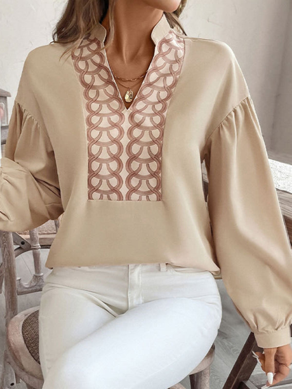 Chic Printed Long Sleeve Shirt – Trendy Ethnic Style Blouse for Women