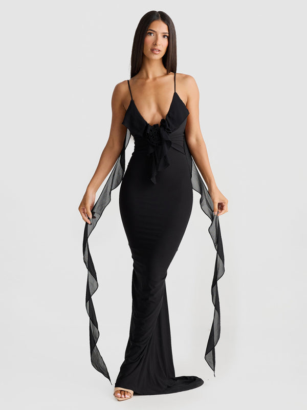 🔥 Hot Girl’s New Sexy V-Neck Backless Fishtail Evening Dress – Sultry & Elegant 🔥