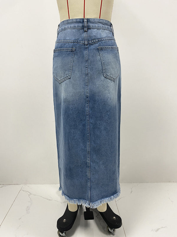 🛍️ High-Waist Irregular Denim Skirt – Vintage Chic with an Edgy Vibe 👗✨