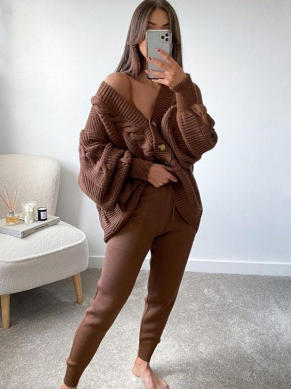 Cozy Chic 2-Piece Sweater Set – Trendy Knitted Lounge Outfit for Fall & Winter