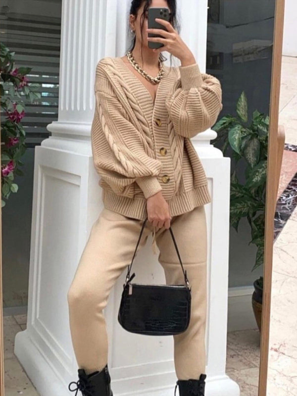 Cozy Chic 2-Piece Sweater Set – Trendy Knitted Lounge Outfit for Fall & Winter