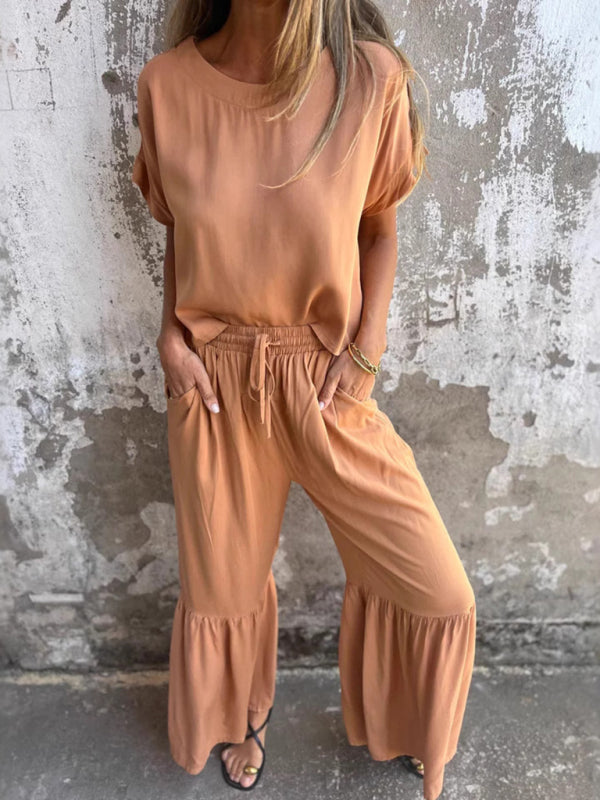 Chic & Comfy Two-Piece Set – Casual Solid Color Outfit for Effortless Style