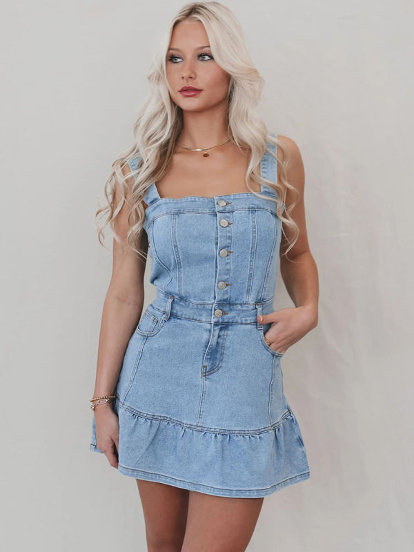 🔥 Trendy Suspender Denim Dress – Chic, Flattering & Perfect for Any Look 🔥