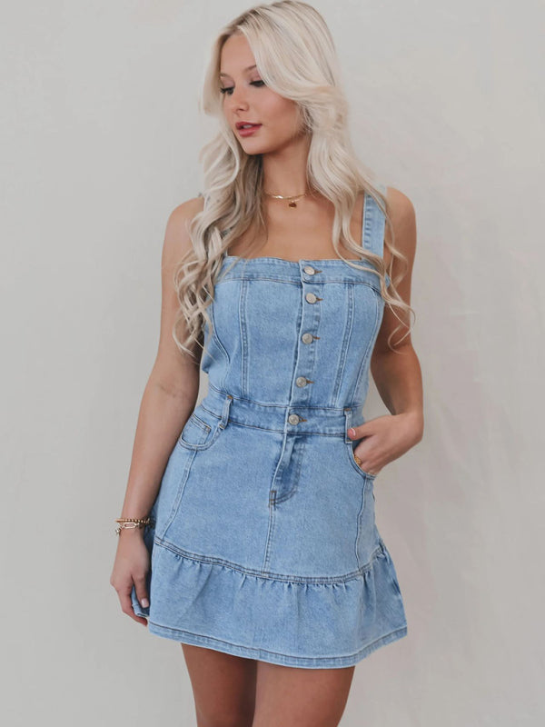 🔥 Trendy Suspender Denim Dress – Chic, Flattering & Perfect for Any Look 🔥