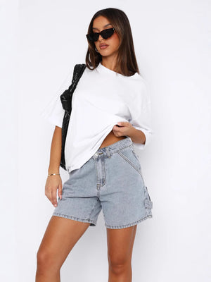 🛍️ Casual Denim Straight Shorts – Trendy, Comfy & Perfect for Everyday Wear 💙