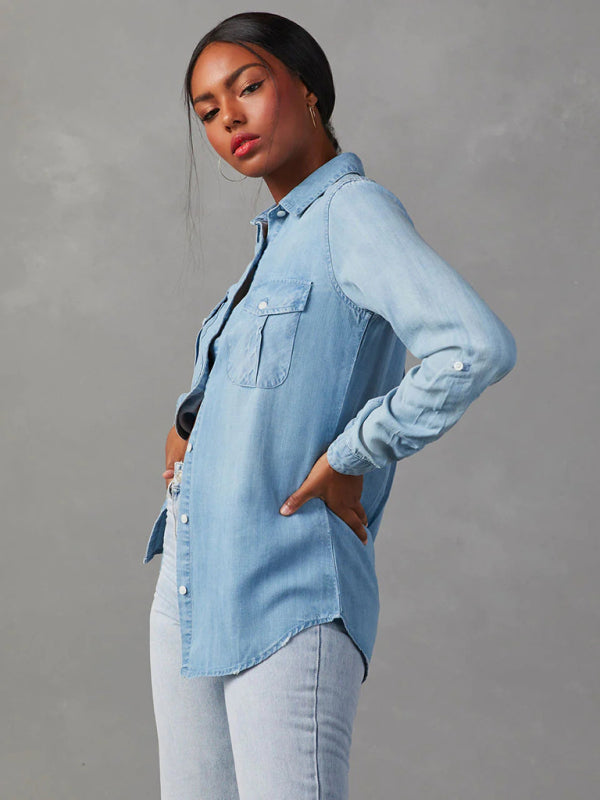 🦋 Chic Casual Denim Jacket for Women Long Sleeve Single-Breasted Trendy Outerwear 🦋