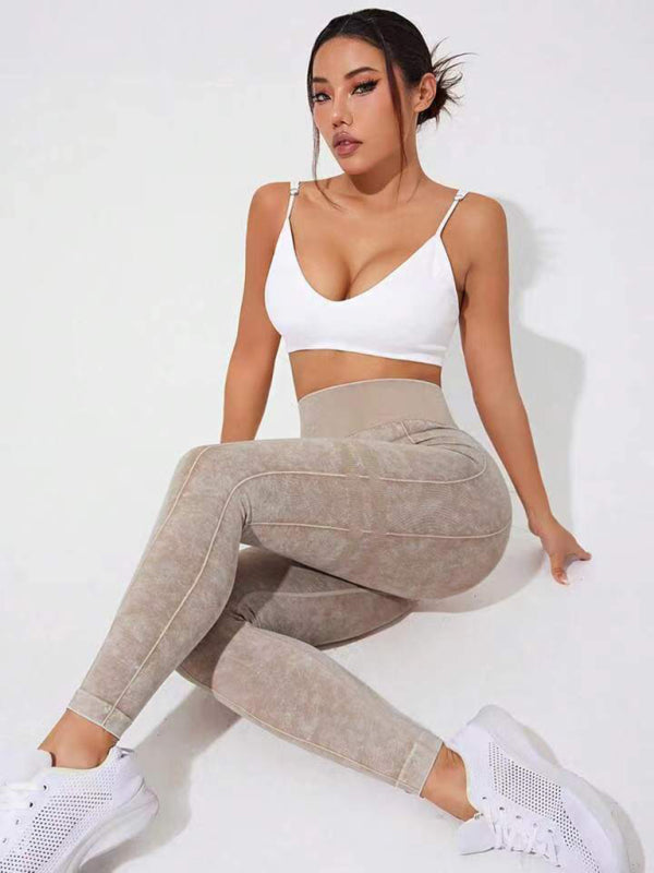 🖤 Washed Frosted Peach Hip Leggings – Sculpting, Stretchy & Trendy 🔥