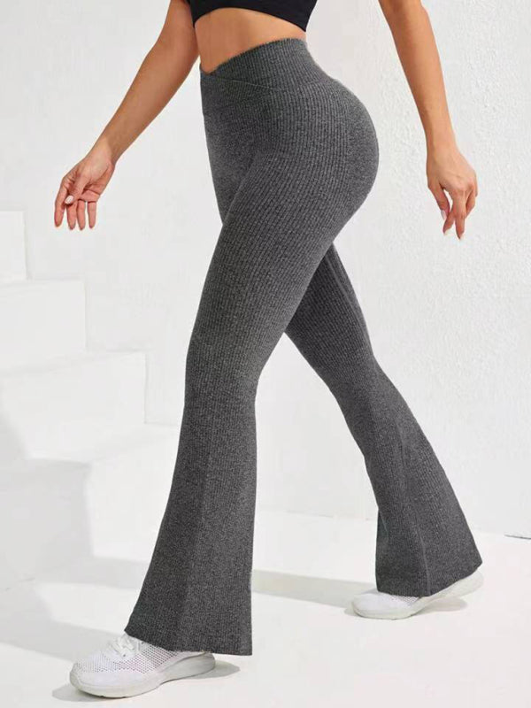 🖤 Cross Waist Flared Seamless Yoga Pants – Sculpt, Stretch & Slay 🔥