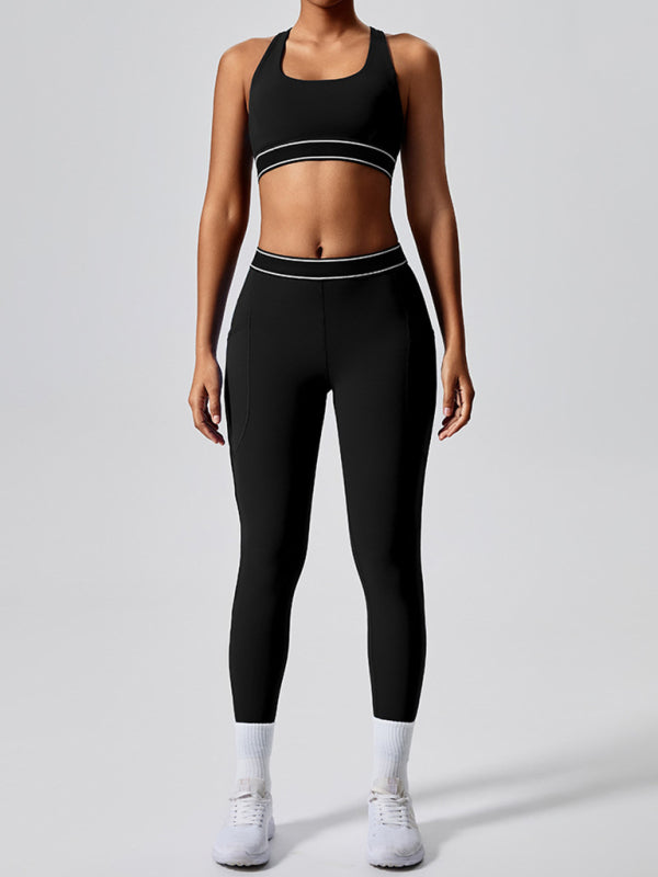 🖤 High-Waist Contrast Yoga Leggings – Sculpting, Stretchy & Chic 🖤