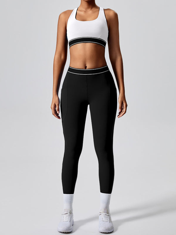 🖤 High-Waist Contrast Yoga Leggings – Sculpting, Stretchy & Chic 🖤