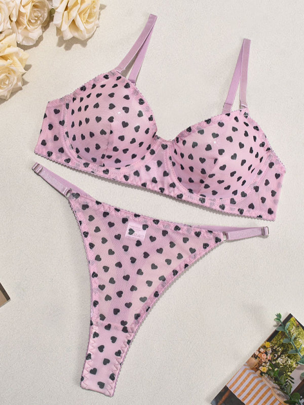 stylish Heart Lace intimates Set – Sheer & Tempting for Valentine's