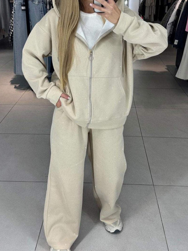 Sparkle & Slay Rhinestone Two-Piece Hoodie Set – Chic & Comfy Outfit for Any Season