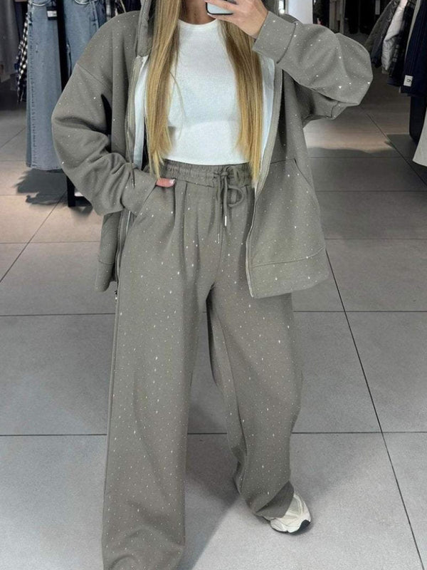 Sparkle & Slay Rhinestone Two-Piece Hoodie Set – Chic & Comfy Outfit for Any Season