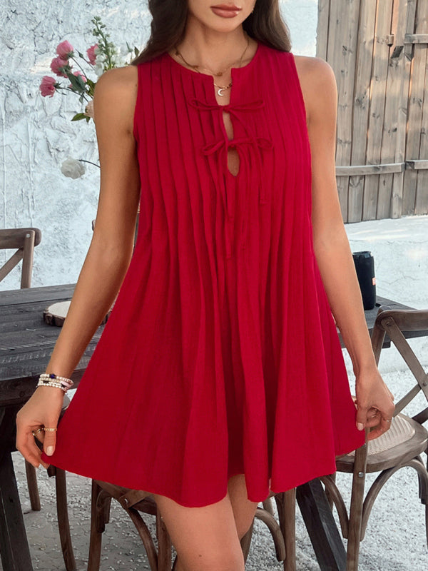 Chic & Flowy Sleeveless Pleated Dress – Perfect for Summer Vacays