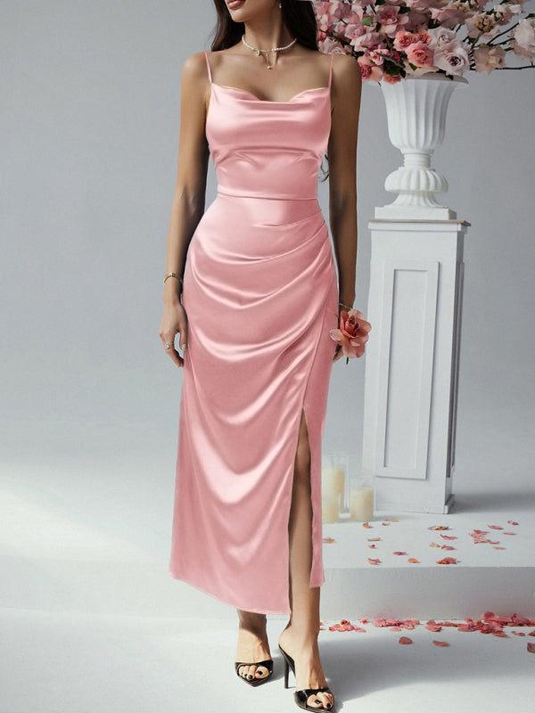 Elegant Satin Slip Dress – stylish Evening Gown for Date Night & Parties