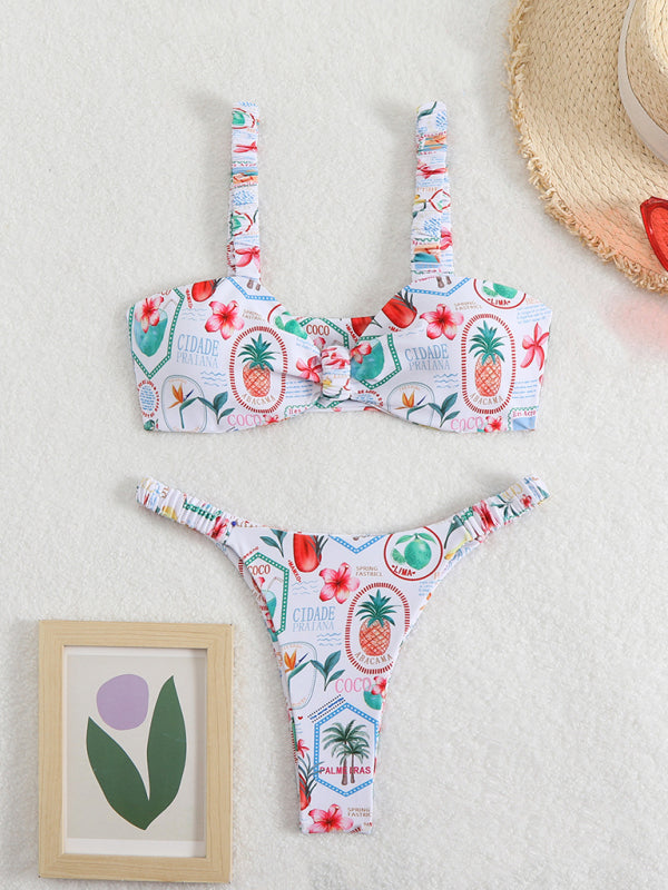 Flirty Floral Bikini Set stylish Halter Two-Piece Swimwear