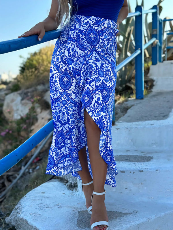 Boho Chic Paisley Print Irregular Skirt – Flowy & Stylish for Summer