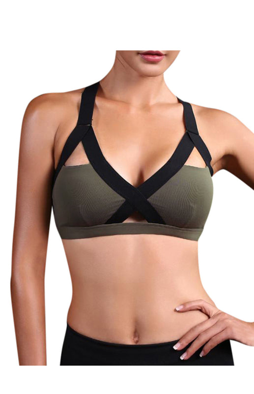 Color Contrast Cross-Back Sports Bra – stylish, Supportive & Sweat-Proof