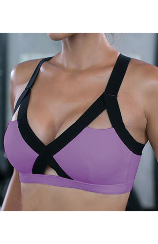Color Contrast Cross-Back Sports Bra – stylish, Supportive & Sweat-Proof