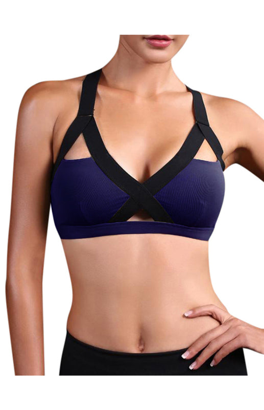 Color Contrast Cross-Back Sports Bra – stylish, Supportive & Sweat-Proof