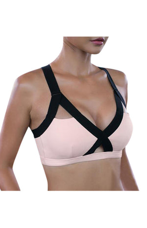 🔥 Color Contrast Cross-Back Sports Bra – Sexy, Supportive & Sweat-Proof 💦