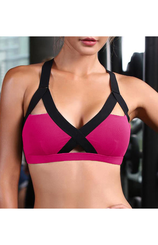 Color Contrast Cross-Back Sports Bra – stylish, Supportive & Sweat-Proof