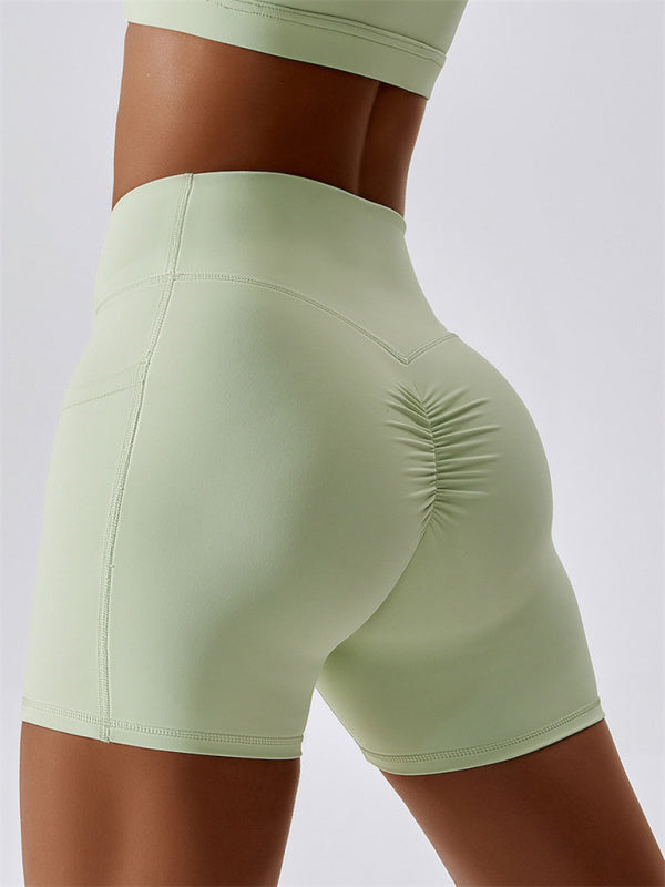 🔥 Buttery Soft Crossover Waist Leggings Shorts with Pockets – Snatched Fit 🩷🔥