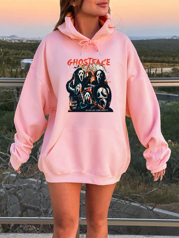 Sleeveless Ghost Print Hoodie – Trendy & Comfy for Spooky Vibes